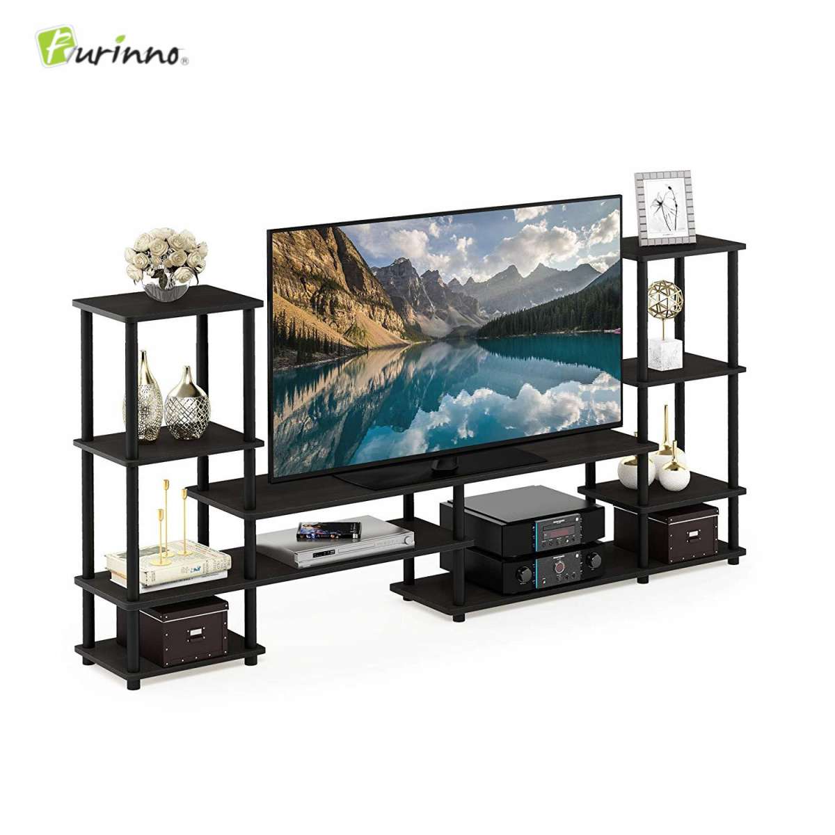 Furinno 14146 Ex Bk Grand Entertainment Center Tv Stand Display Rack Tv Cabinet Diy Espresso Black Richmart